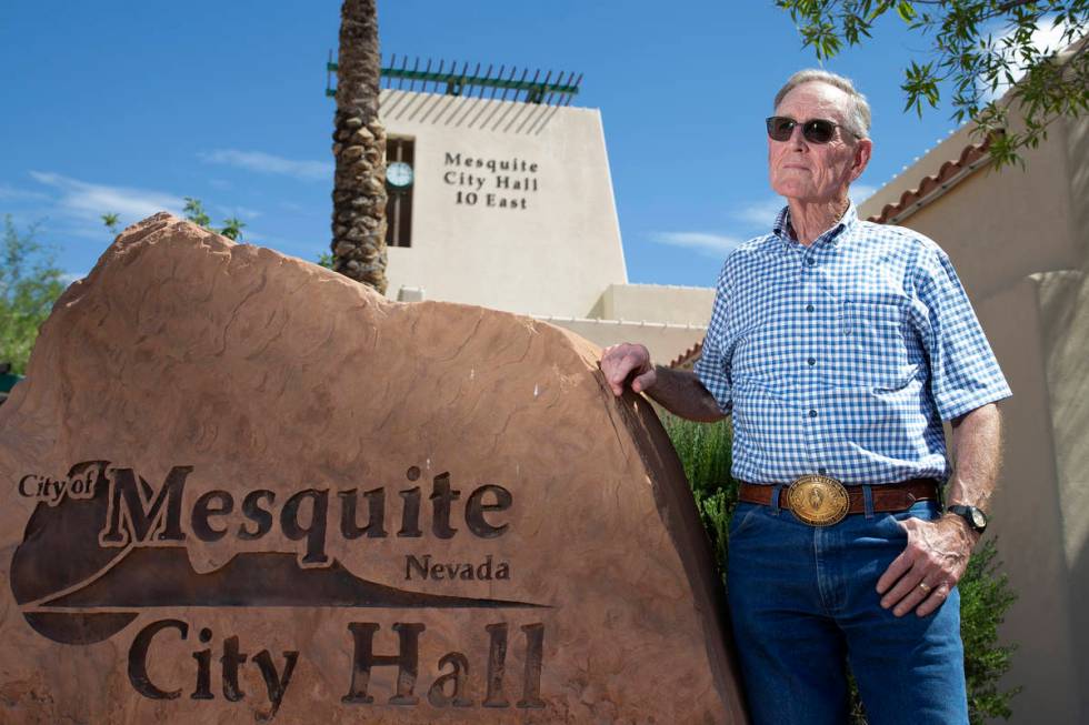 Councilman George Gault in front of Mesquite City Hall on Wednesday, June 2, 2021. (Ellen Schmi ...