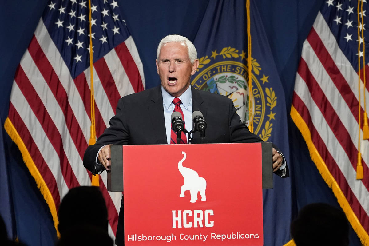Former Vice President Mike Pence speaks at the annual Hillsborough County NH GOP Lincoln-Reagan ...