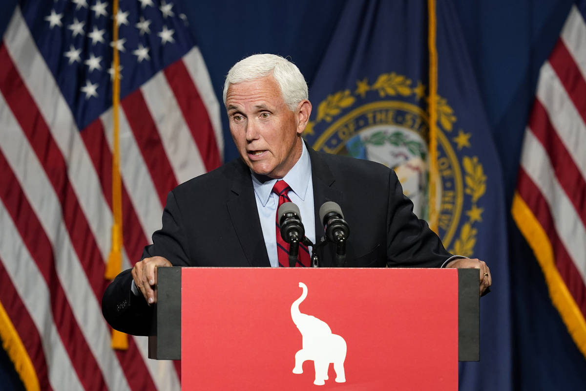 Former Vice President Mike Pence speaks at the annual Hillsborough County NH GOP Lincoln-Reagan ...