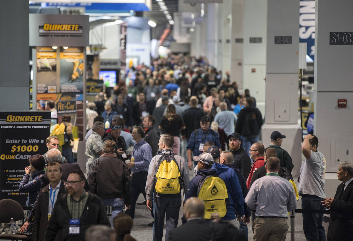 Convention goers pack the South Hall during day three of the World of Concrete trade show on Th ...