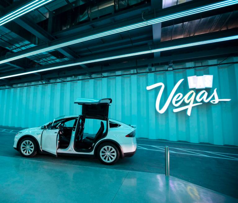 Central Station of the Boring Company’s Convention Center Loop is seen during a media tour at ...