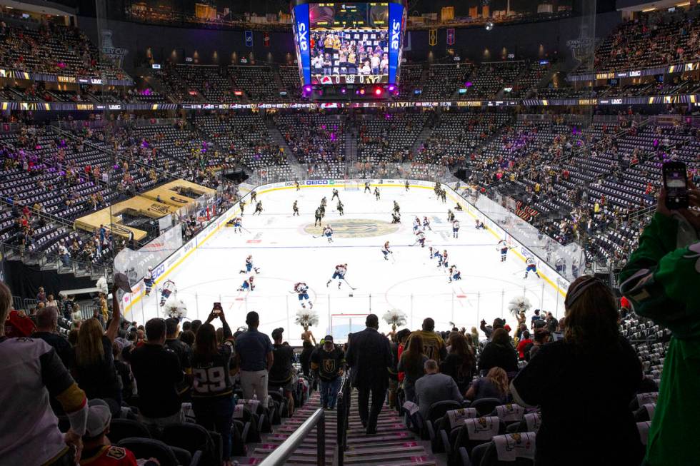 T-Mobile Arena is at full capacity for the first time since the COVID-19 pandemic kept fans at ...