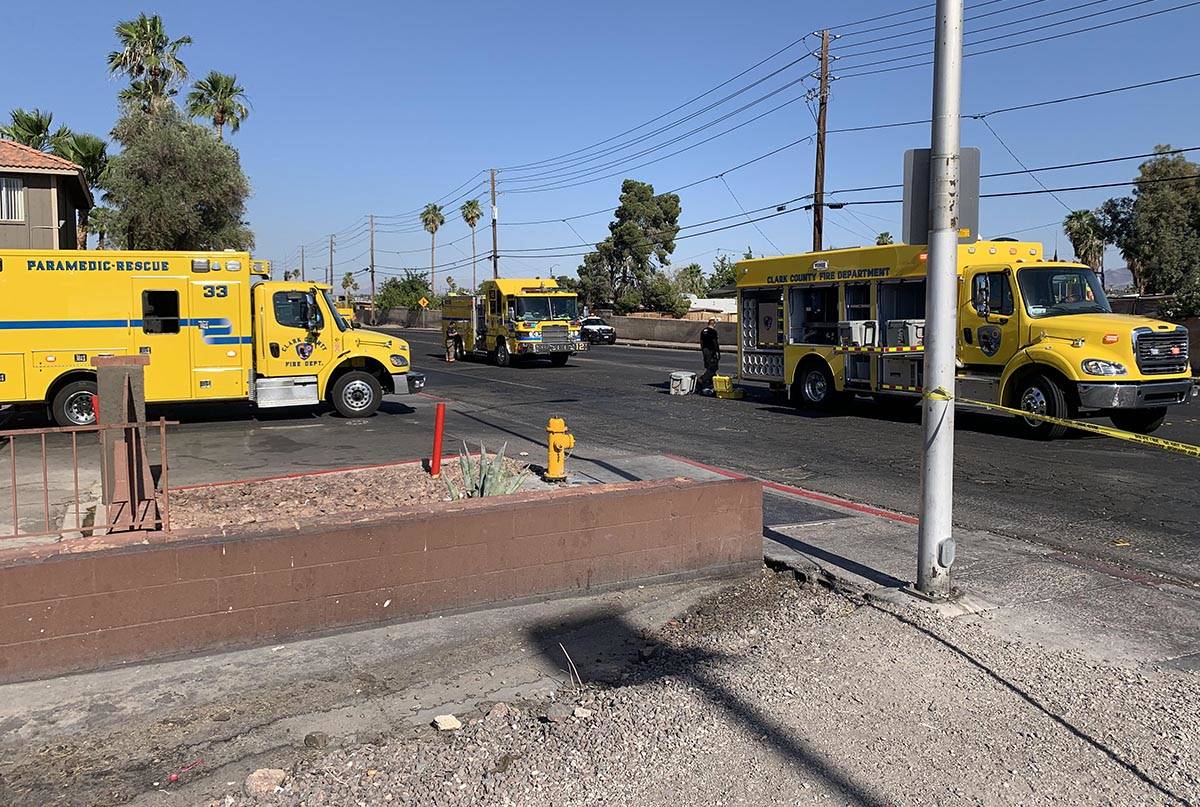 Several evacuations were reported as Clark County and Las Vegas firefighters battled a fire at ...