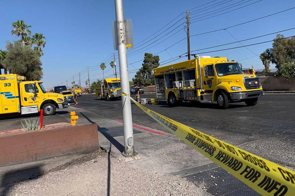 Several evacuations were reported as Clark County and Las Vegas firefighters battled a fire at ...