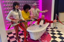 Virgin Group founder Richard Branson is shown at Virgin Hotels Las Vegas' replica bubble-bath o ...