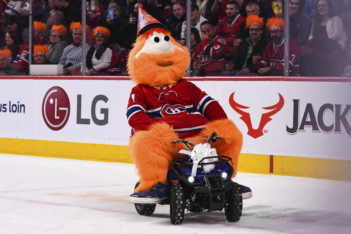 January 12, 2019: Montreal Canadiens mascot Youppi rides his birthday gift for his 40th anniver ...
