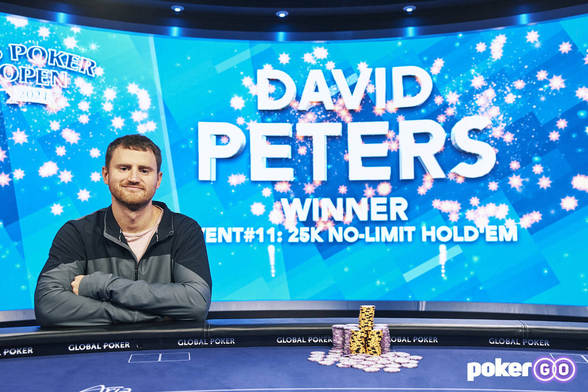 David Peters after winning the $25,000 buy-in No-limit Hold'em event of the U.S. Poker Open on ...