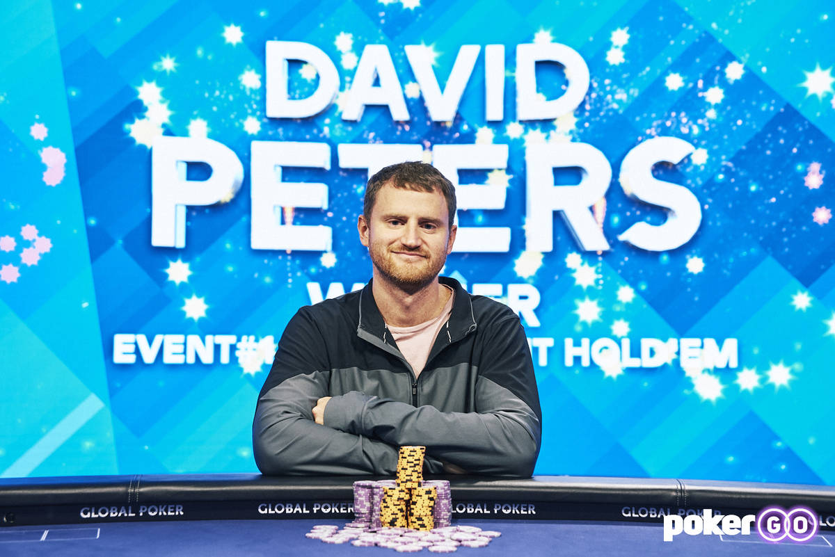 David Peters after winning the $25,000 buy-in No-limit Hold'em event of the U.S. Poker Open on ...
