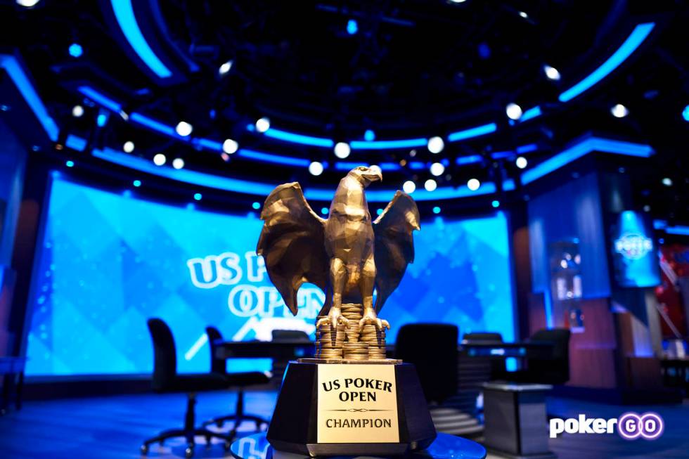 The Golden Eagle trophy awarded to the overall winner of the U.S. Poker Open. (Antonio Abrego/P ...