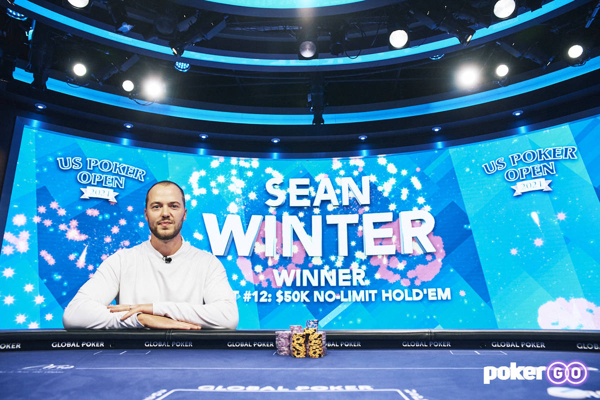 Sean Winter after winning the $50,000 buy-in No-limit Hold'em event at the U.S. Poker Open on T ...