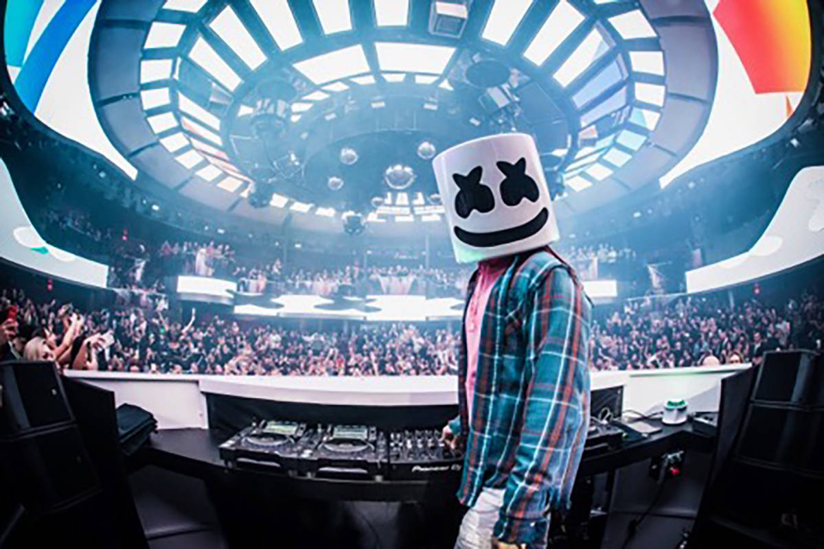 Superstar DJ Marshmello is shown at the industry night preview of Kaos Nightclub and Dayclub at ...