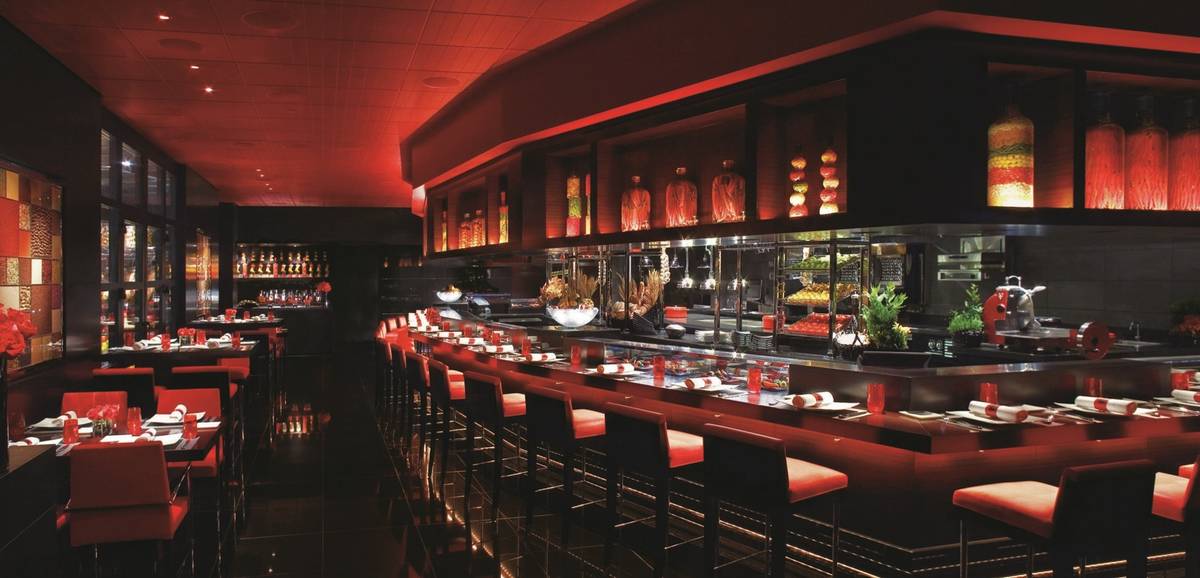 The interior of L'Atelier Joel Robuchon, with open kitchen. (MGM Resorts International)