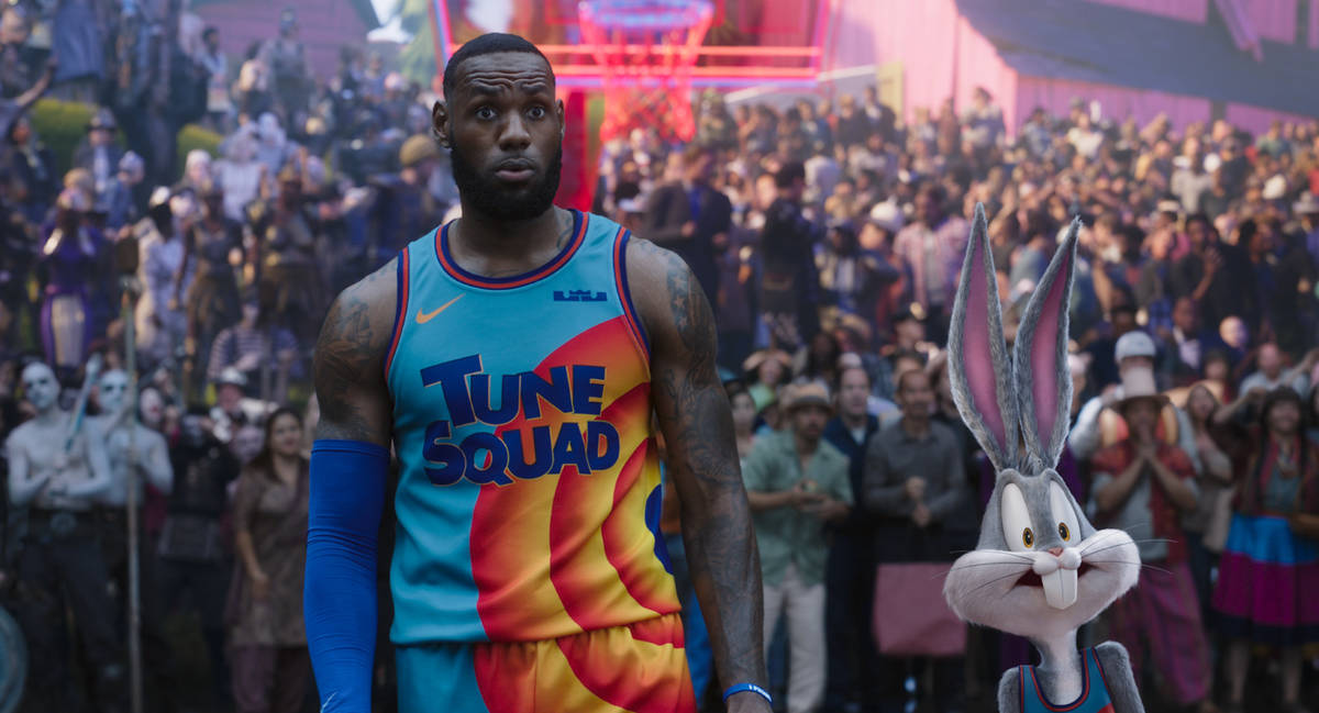 LEBRON JAMES and BUGS BUNNY in Warner Bros. Pictures’ animated/live-action adventure “SPACE ...