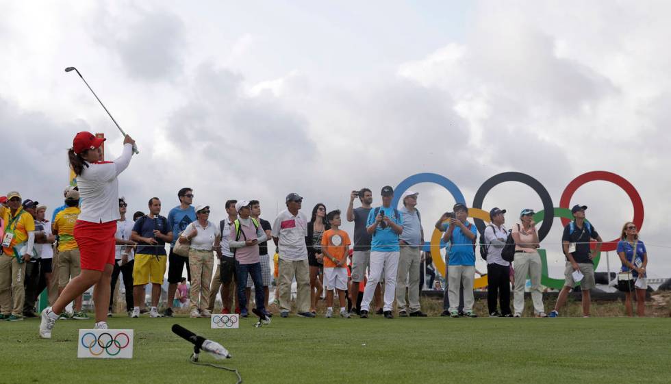 Inbee Park of South Korea, tees on the 17th hole during the second round of the women's golf ev ...