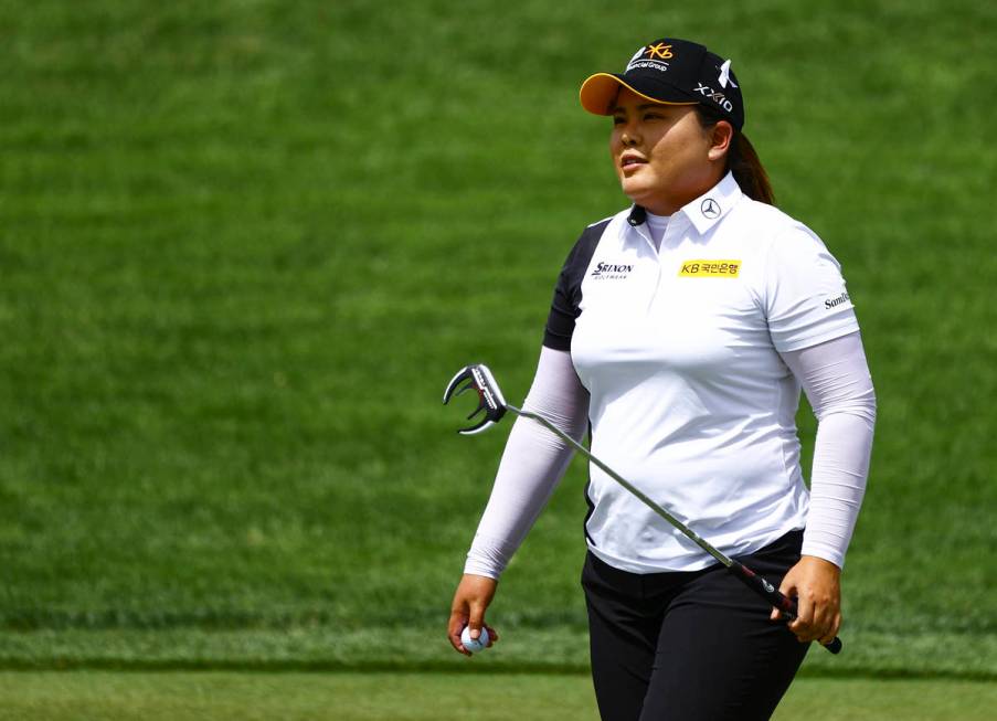 Inbee Park heads to the 13th hole during the first round of the Bank of Hope LPGA Match Play at ...