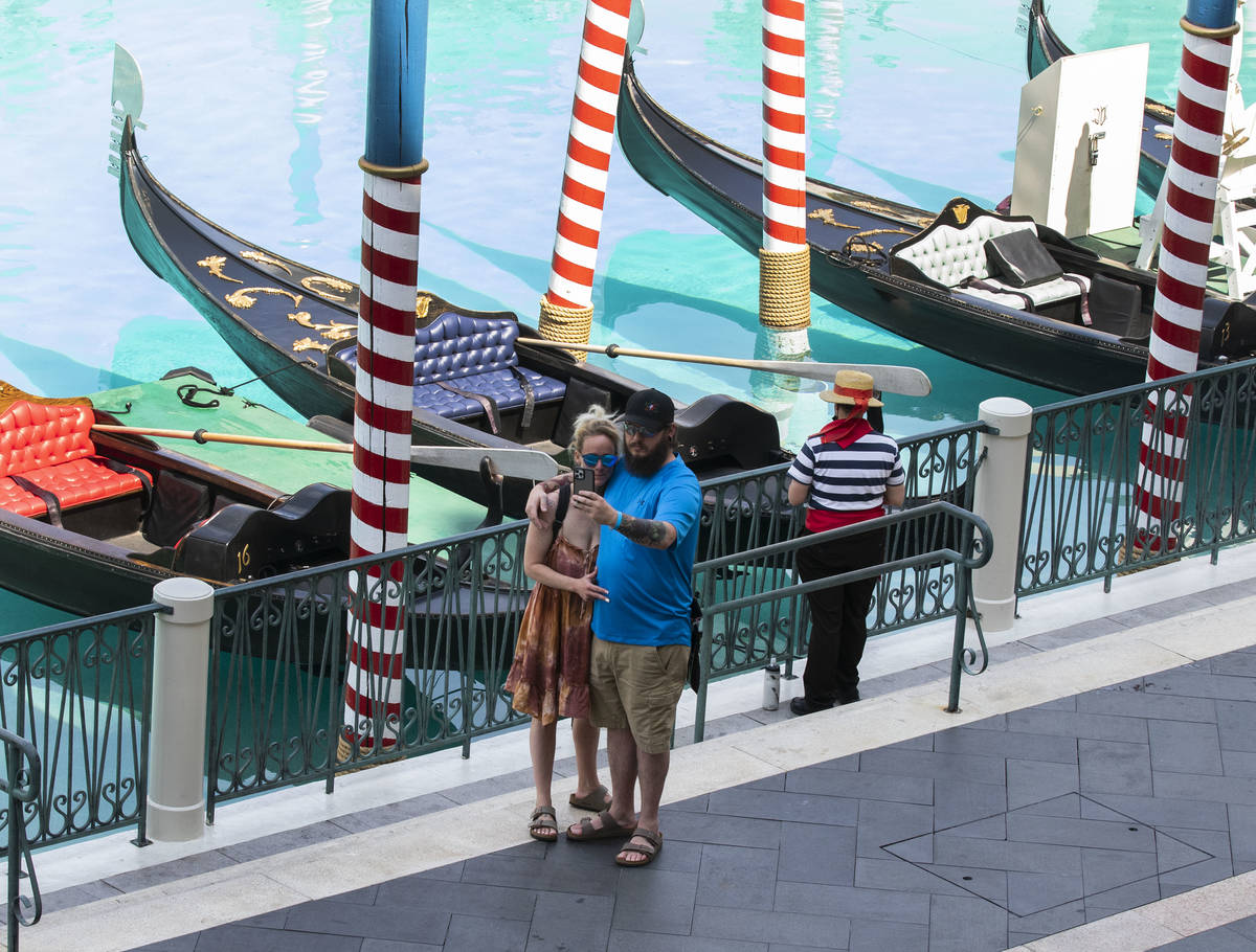 Richard Stazaar and his wife Moe of Canton, Ohio, poses for a selfie outside of the Venetian ho ...