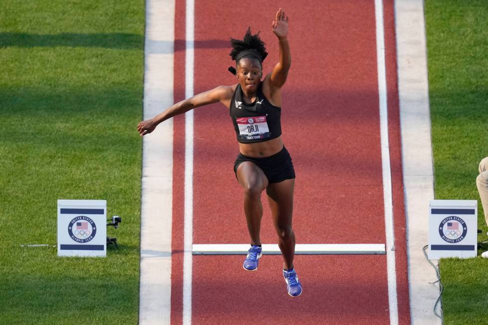 Keturah Orji competes during the finals of women's triple jump at the U.S. Olympic Track and Fi ...