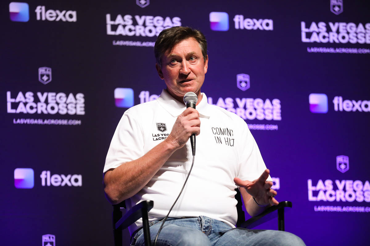Wayne Gretzky, former professional ice hockey player and co-owner of Las Vegas Lacrosse, speaks ...