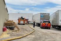 Crews battle a fire Tuesday, June 22, 2021, off West Owens Avenue in Las Vegas. (K.M. Cannon/La ...