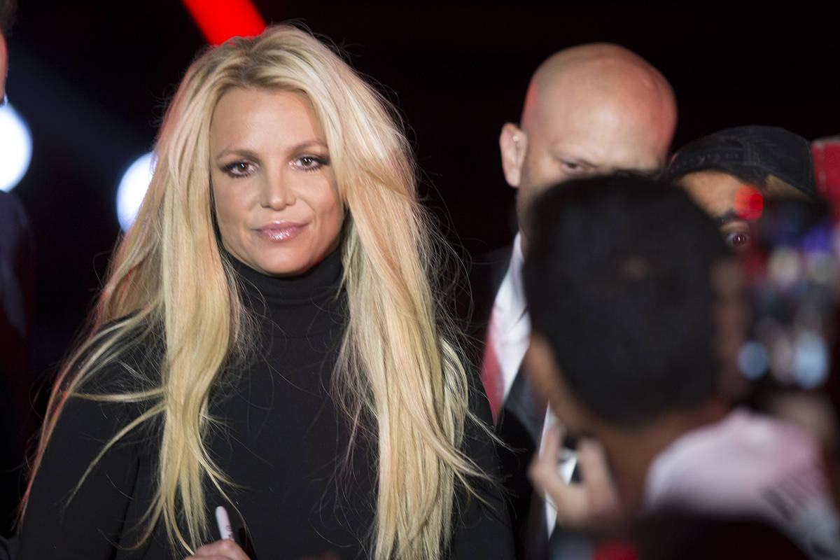 Britney Spears during an event to announce her residency at The Park Theater at Park MGM on Thu ...