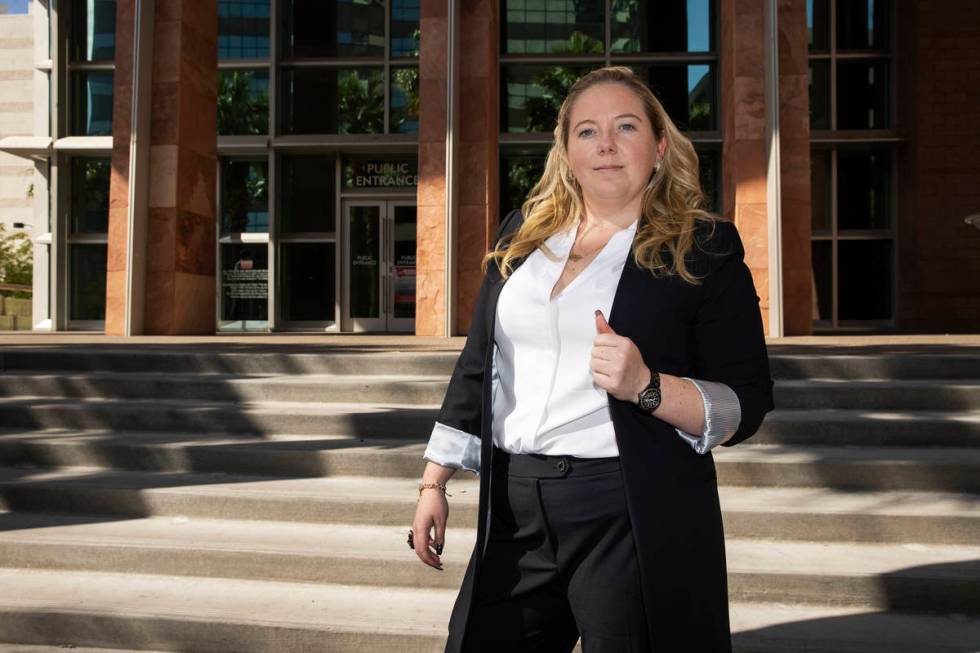 Kaila Leavitt of Leavitt Evictions, poses for a portrait at the Regional Justice Center in Las ...