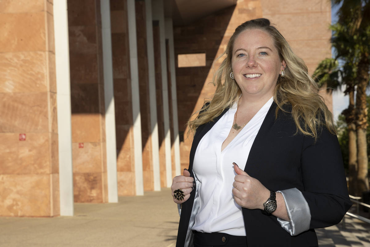 Kaila Leavitt of Leavitt Evictions, poses for a portrait at the Regional Justice Center in Las ...