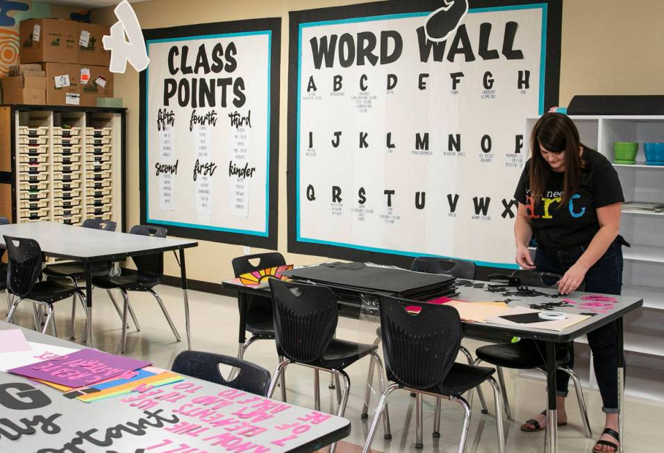 Kalli Rodriguez, elementary art teacher, works at Somerset Academy Sky Pointe on Friday, Oct. 9 ...