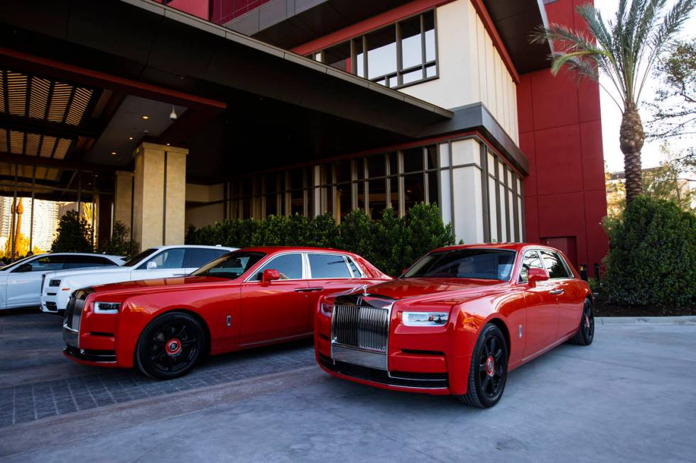 A pair of Rolls-Royce Phantoms are seen at the Crockfords porte-cochere on the opening night of ...