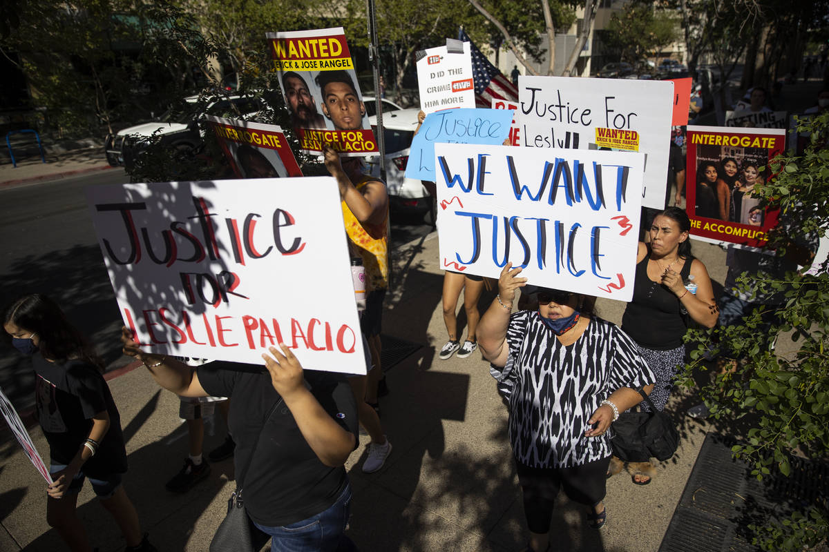 People participate in a protest to call for justice in the Lesly Palacio murder case, at the Re ...