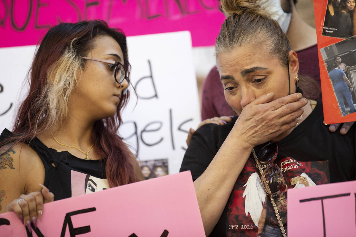 Abigail Nava, left, and her aunt Aracely Palacio, mother of Lesly Palacio, who was killed last ...