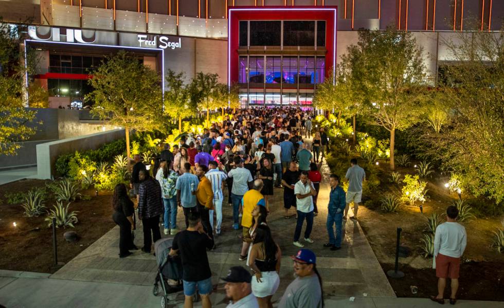 A large crowd gathers to enter Resorts World Las Vegas on Friday, June 25, 2021, in Las Vegas. ...