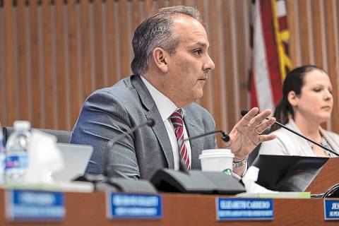 Clark County School District Superintendent Jesus Jara speaks to a panel of health officials ab ...
