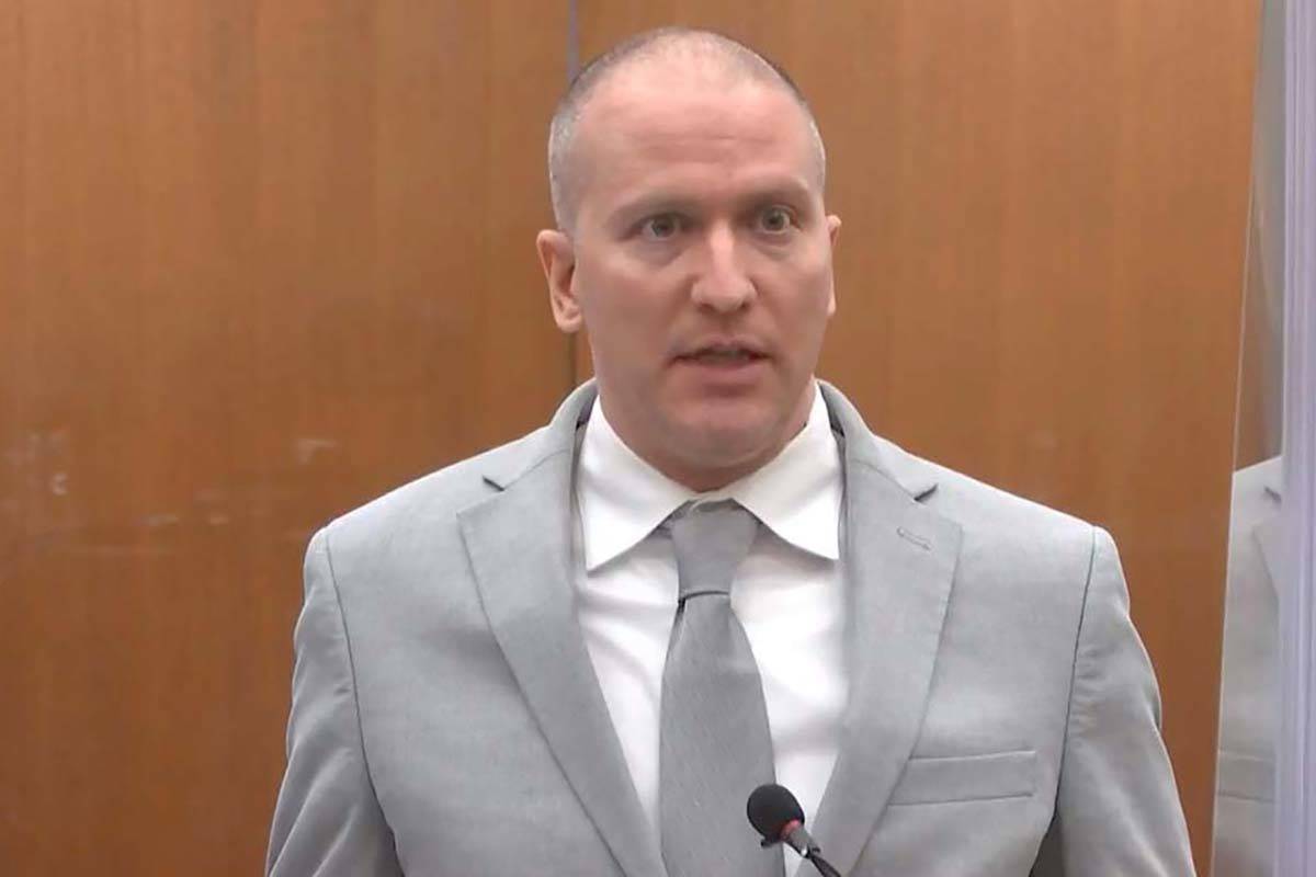 In this image taken from video, former Minneapolis police Officer Derek Chauvin addresses the c ...