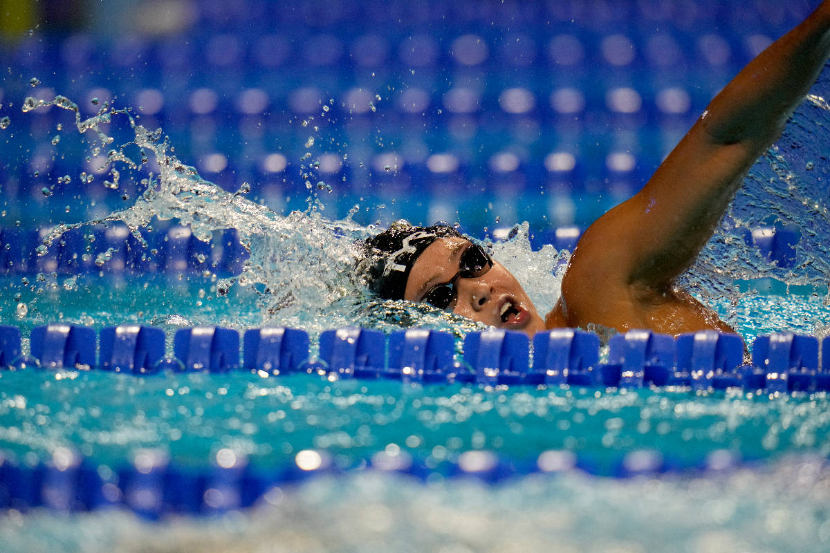 Bella Sims participates in the women's 800-meter freestyle during wave 2 of the U.S. Olympic Sw ...
