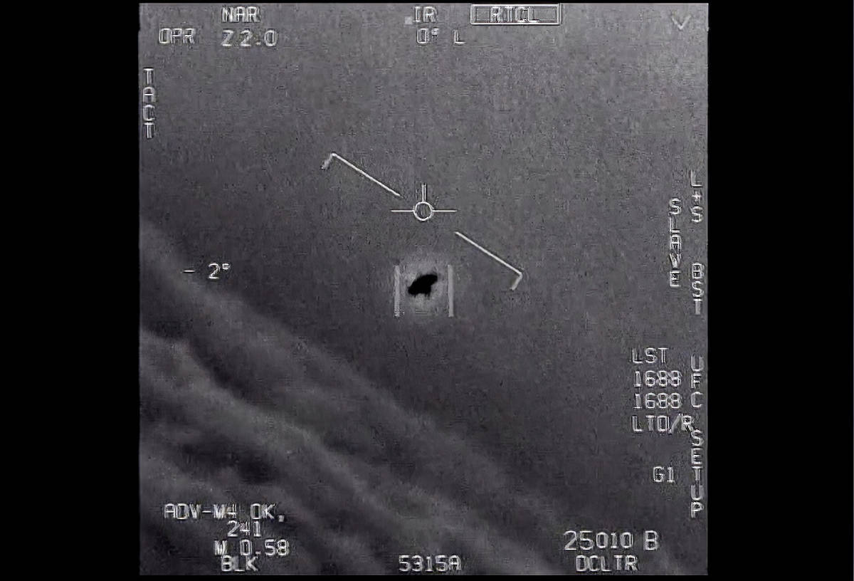 The image from video provided by the Department of Defense labelled Gimbal, from 2015, an unexp ...