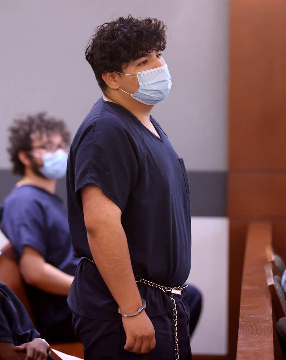 Jacob Gaona appears in court at the Regional Justice Center in Las Vegas Tuesday, June 29, 2021 ...