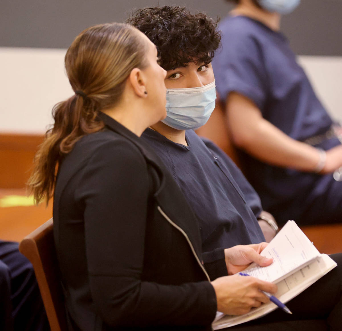 Jacob Gaona talks to his public defender Sarah Hawkins during an appearance in court at the Reg ...