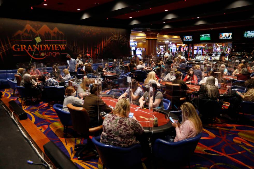 Women play in $175 No-Limit Hold'em Ladies tournament during 2021 Nevada State Ladies Poker Cha ...