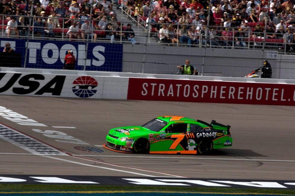 Danica Patrick drives past the start-finish line during the NASCAR Nationwide Sam's Town 300 on ...