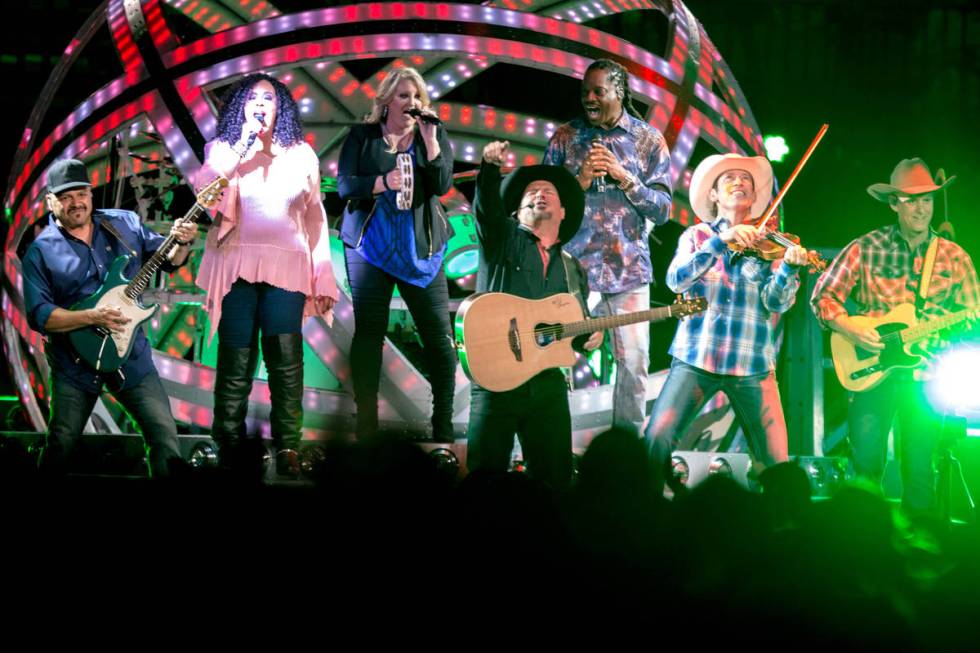 Country music star Garth Brooks performs at T-Mobile Arena in Las Vegas on June 24, 2016, as pa ...