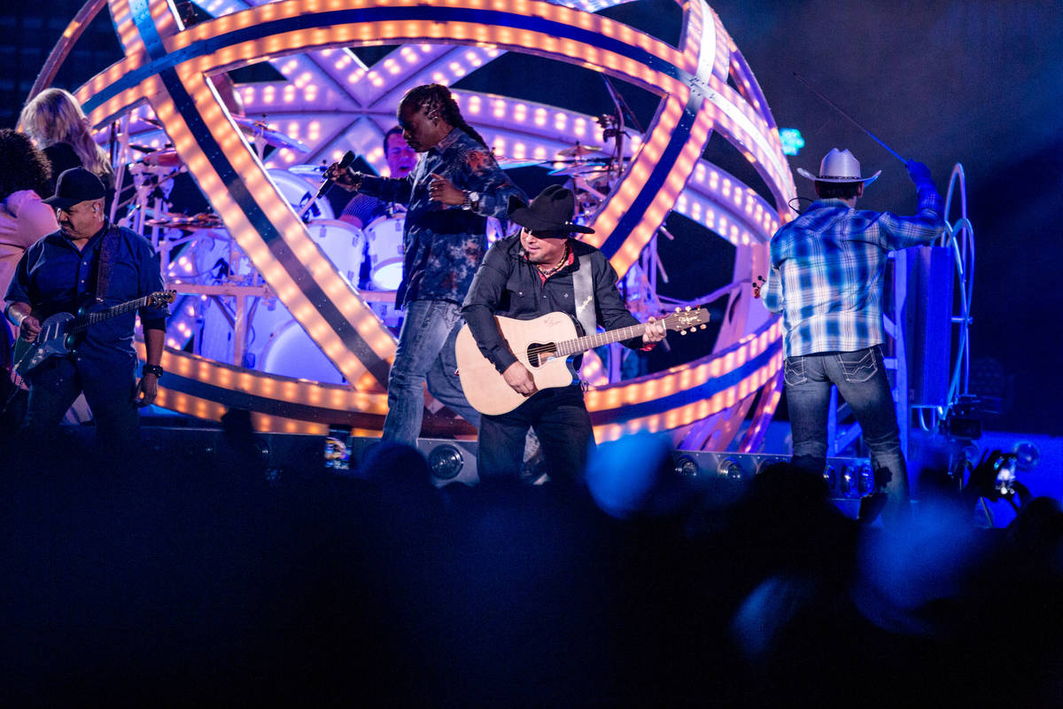 Country music star Garth Brooks performs at T-Mobile Arena in Las Vegas on June 24, 2016, as pa ...