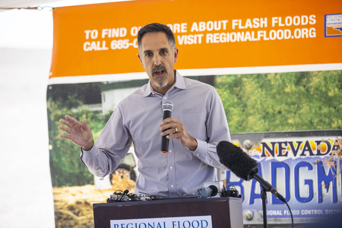 Todd Lericos, meteorologist-in-charge at National Weather Service Las Vegas, speaks during a ne ...