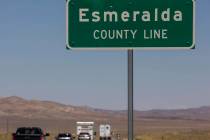Vehicles make their way north on I-95 across the Esmeralda County line on Tuesday, August 11, 2 ...