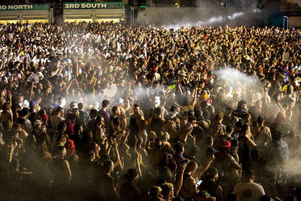 People listen to a performance by DJ Sullivan King at the Downtown Las Vegas Events Center in L ...