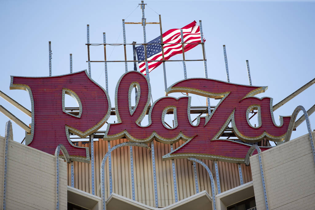 The Plaza hotel-casino in Las Vegas, Thursday, July 1, 2021. (Erik Verduzco / Las Vegas Review- ...