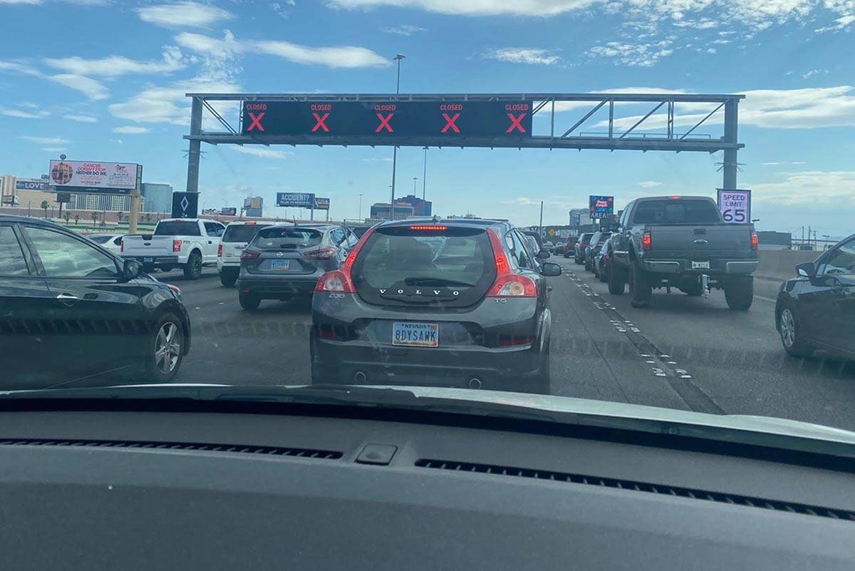 All southbound lanes of Interstate 15 are blocked because of a traffic accident around 4 p.m. S ...
