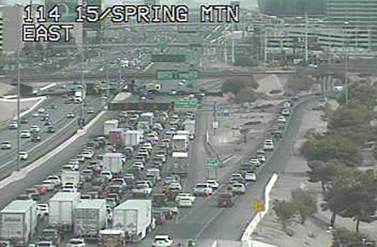 All southbound lanes of Interstate 15 are blocked because of a traffic accident around 4 p.m. S ...