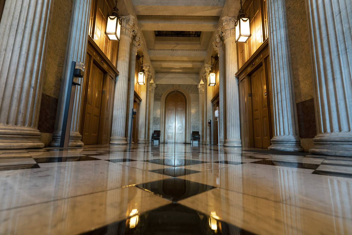 This June 30, 2021, photo shows the halls of the Capitol outside the Senate in Washington. The ...