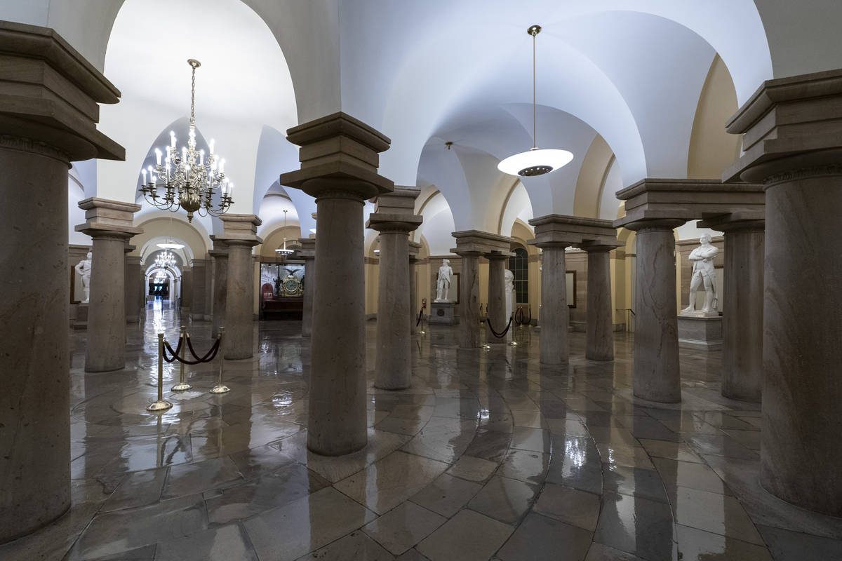 This June 30, 2021, photo shows the Crypt of the Capitol in Washington. The U.S. Capitol is sti ...