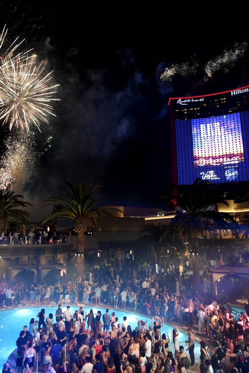A general view of atmosphere at the 4th of July grand opening celebration at Ayu Dayclub at Res ...